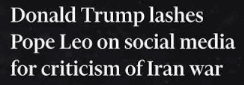 trump lashes
                                                      pope leo